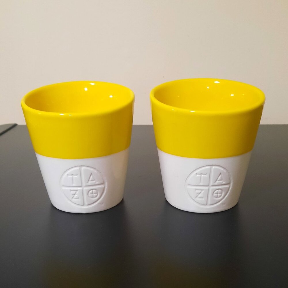 Starbucks TAZO Coffee/Tea Mug Pair yellow/white